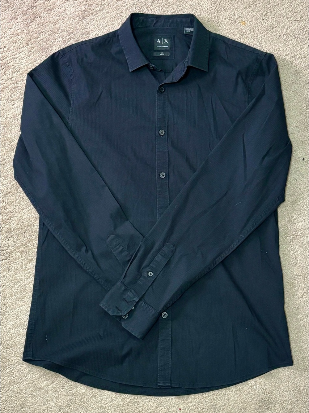 Armani Exchange Men's Dark Navy Button-Up Dress Shirt-M